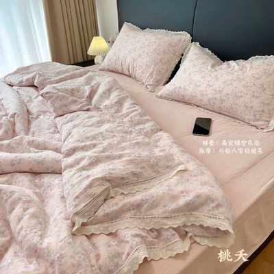 A类全棉双层纱布小清新被套针枕