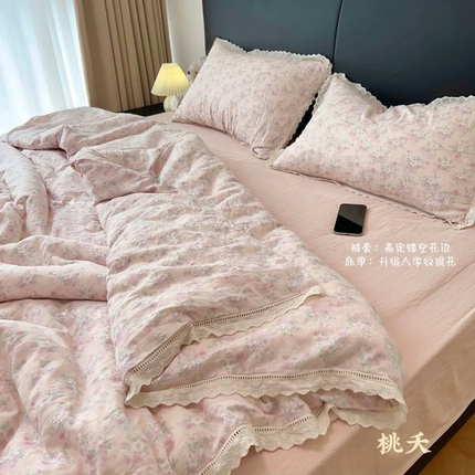 爆款小碎花全棉双层纱床品把春天搬进卧室软糯不起球高颜值被套