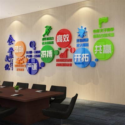 企业文化墙办公室装饰公司团队创意激励志标语会议室背景布置贴纸