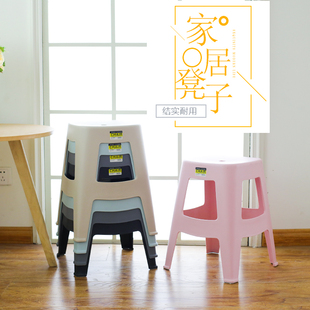 北欧特厚塑料凳子加厚家用可叠放高凳餐桌椅子结实塑胶加厚大板凳
