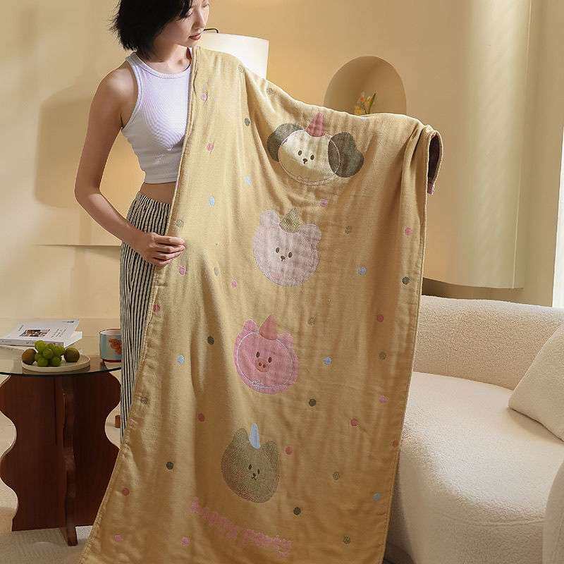 韩版全棉浴巾四层纱布纯棉麻吸水吸汗洗浴巾毛巾午睡休闲披肩毯子