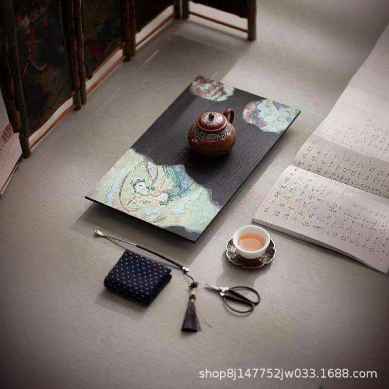 新款敦煌长方形干泡茶盘复古风实木壶承中式托盘办公室家用小茶台,3C数码配件,其它配件,淘宝优惠券,粉丝福利购,淘宝优惠卷