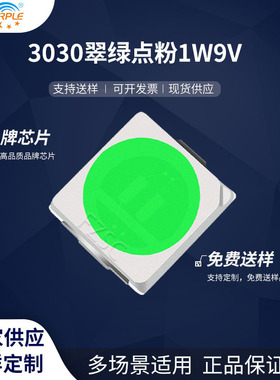 粉紫工厂直销3030led灯珠贴片式 3030翠绿点粉1W9V LED发光二级管