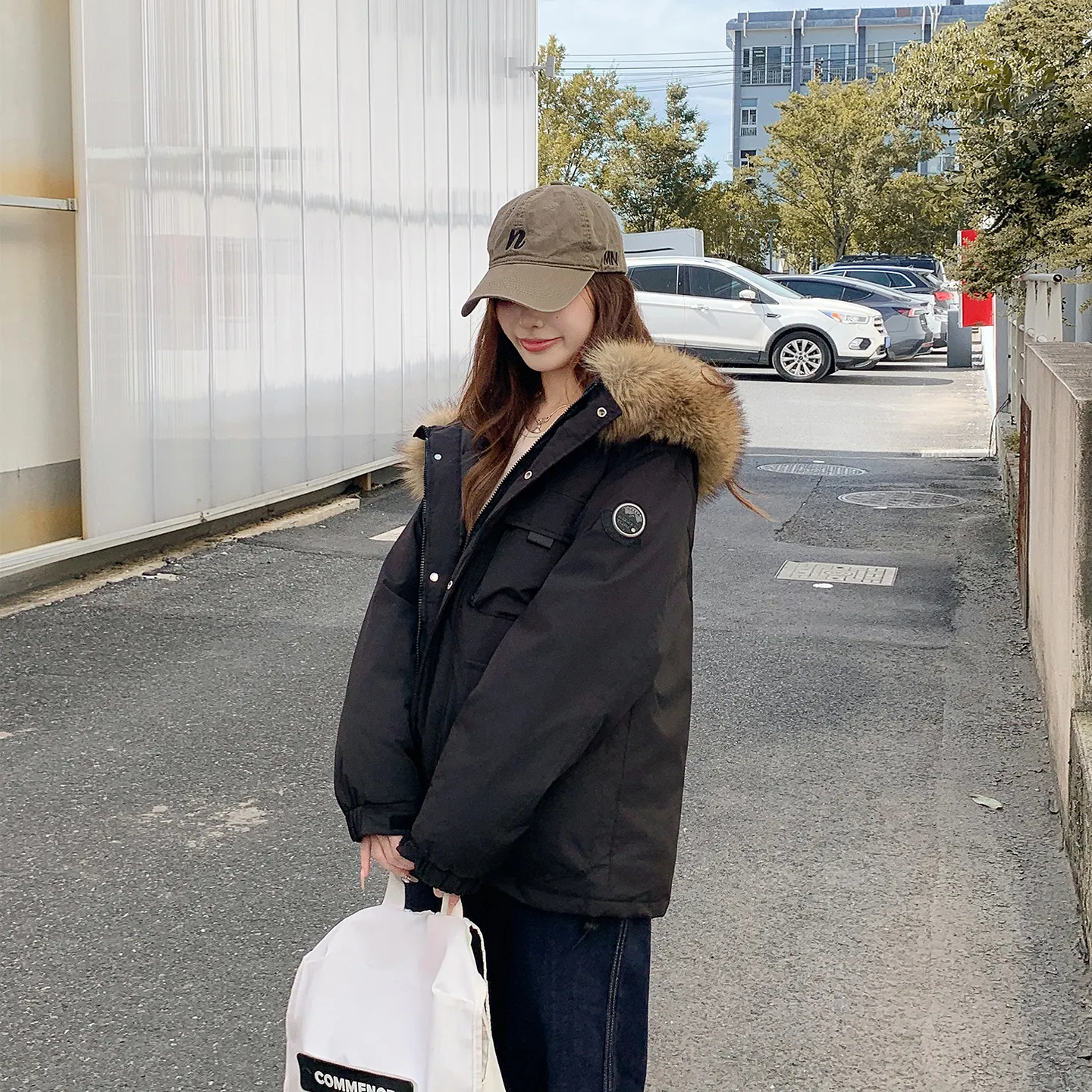 大毛领羽绒棉服女加厚2025冬新款