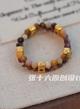 张十六轻奢复古蛋黄双层戒指