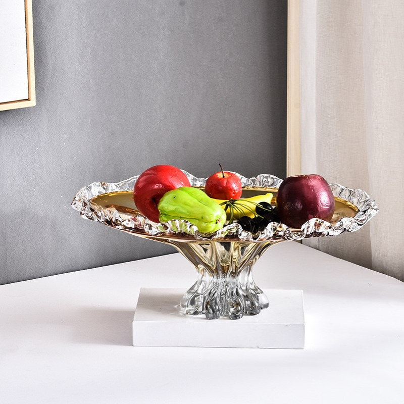 欧式奢华水晶果盘创意款装饰摆件家居饰品水晶玻璃水果盘