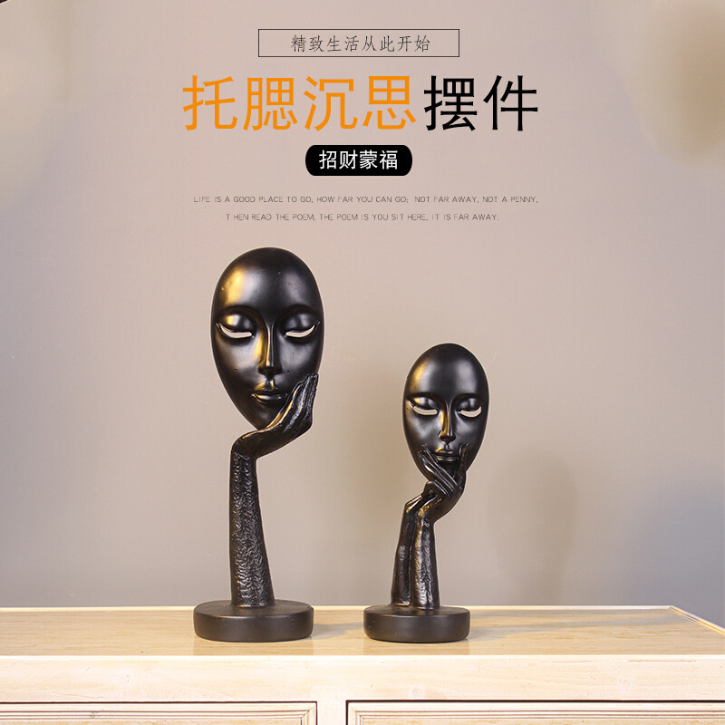 时尚个性创意树脂抽象艺术客厅卧室家居办公室书房女人人脸摆件