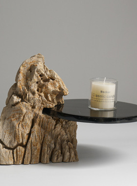 新中式玄关装饰品创意摆件靠山石托盘电视柜工艺品家居禅意摆设