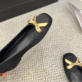 飘鞋 海扉倪工厂店法式 蝴蝶结方头舒适少女鞋 平底鞋 软底 内增高单鞋