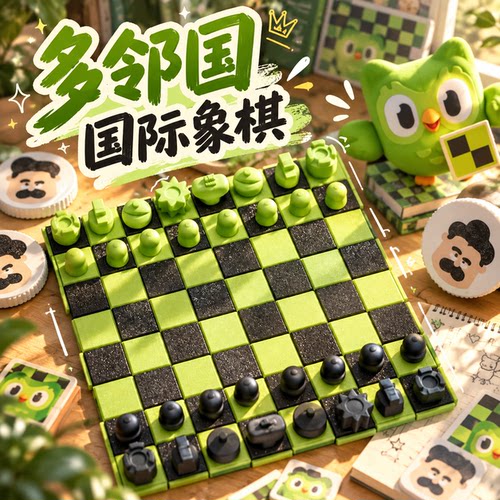 多邻国国际象棋卷轴棋盘亲子互动益智桌游儿童便携趣味玩具礼物