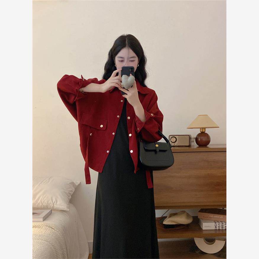 加码妇女胖毫米红色长袖