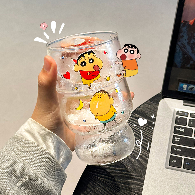 蜡笔小新啤酒杯可爱玻璃叠叠杯