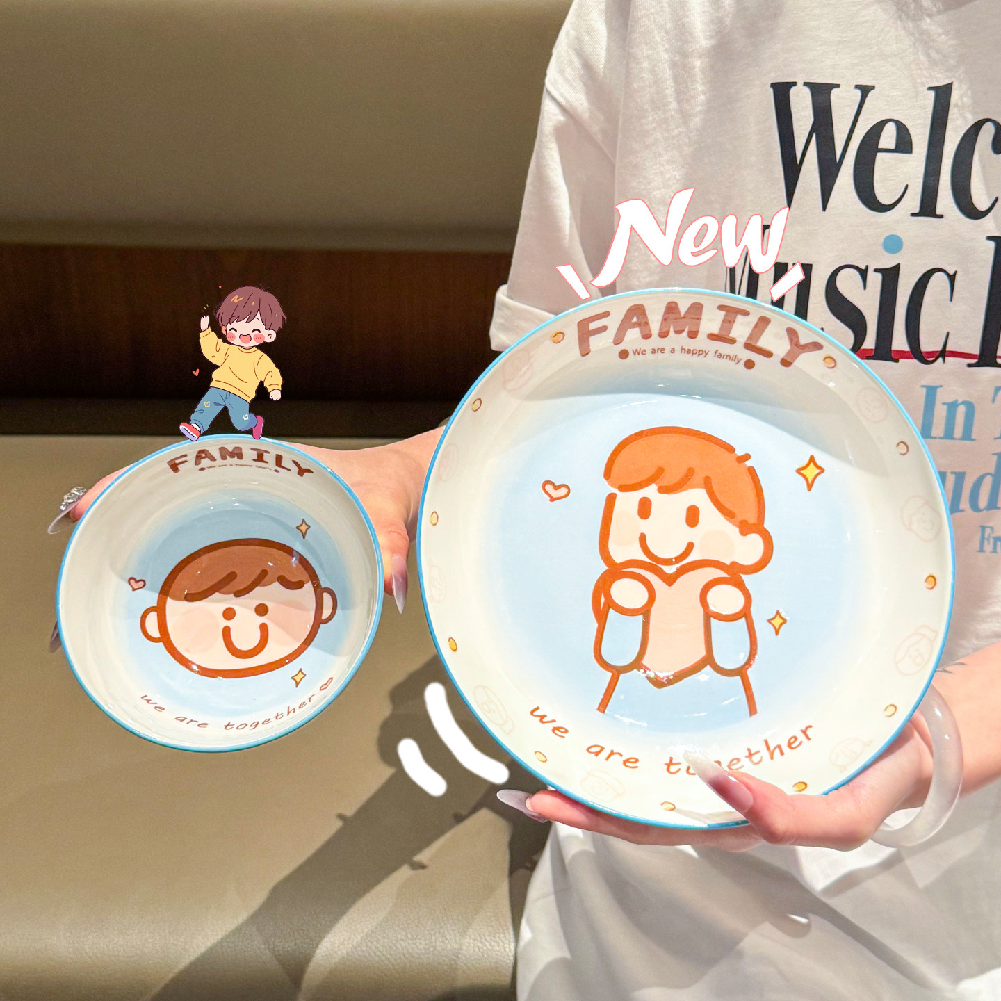 一家人可爱陶瓷碗盘餐具生日送礼