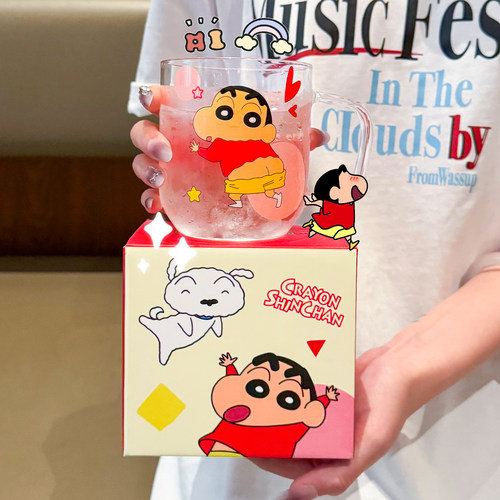 【正版授权】蜡笔小新玻璃啤酒杯