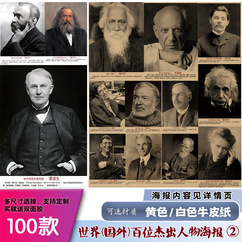 世界国外杰出人物文化科技人海报图片