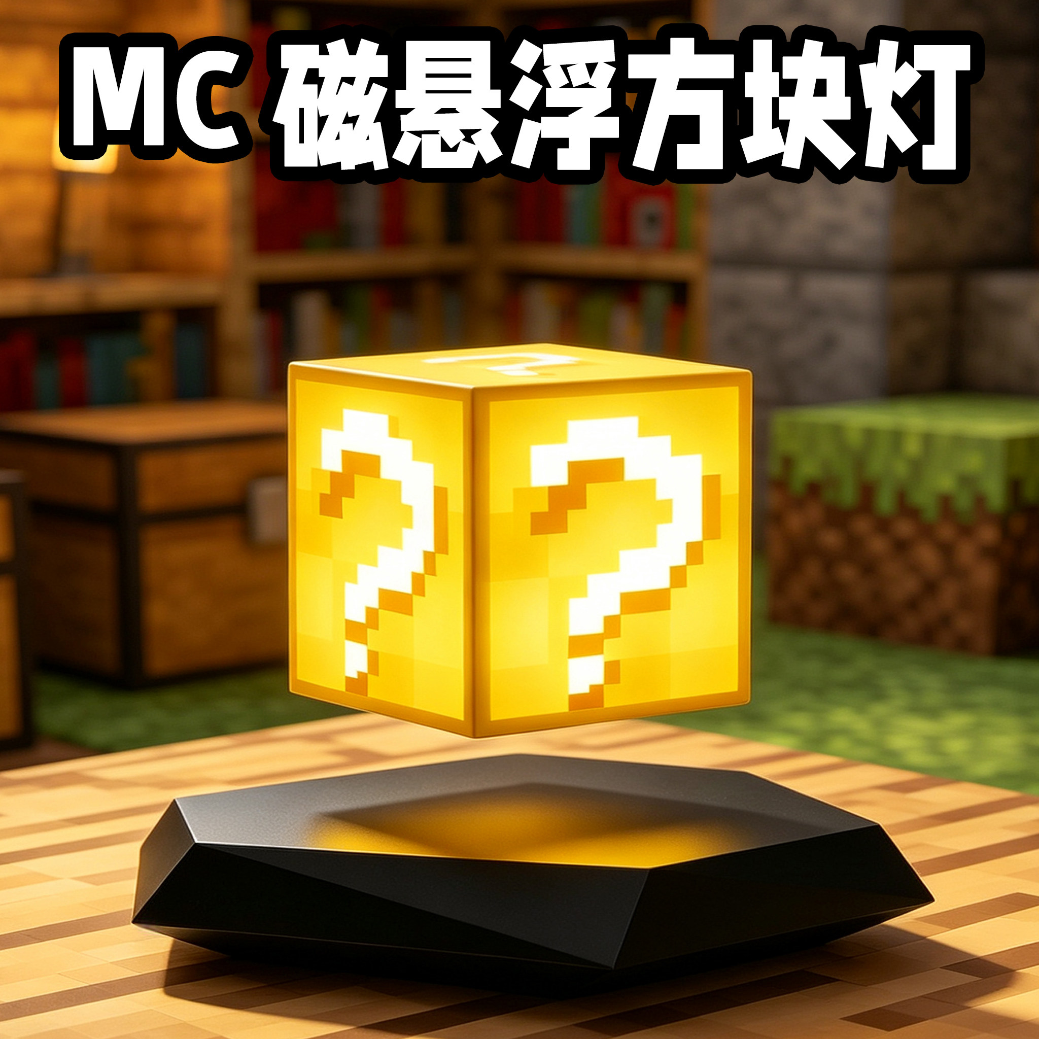 磁悬浮漂浮我的世界方块像素灯可发光可旋转节日送朋友礼物情人节