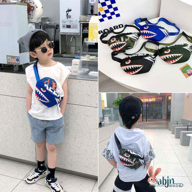 鲨鱼宝宝斜挎包网红同款新款儿童个性小帅气男童单肩幼儿园小腰包