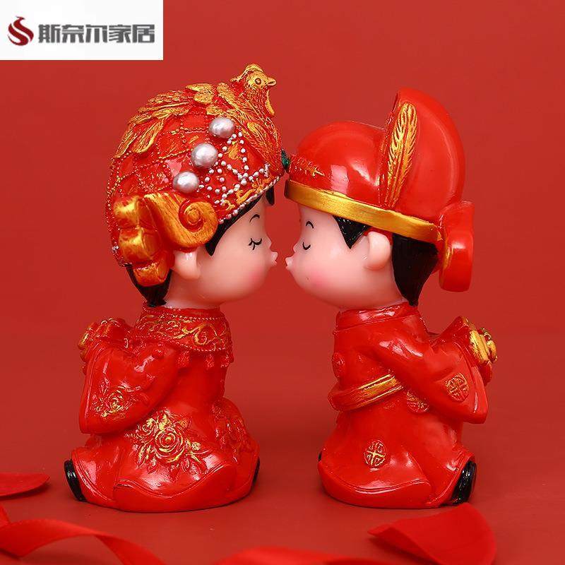 小摆件娃娃玩偶公仔迷你人爱情树结婚喜庆浪漫吊脚陶瓷情侣新婚房