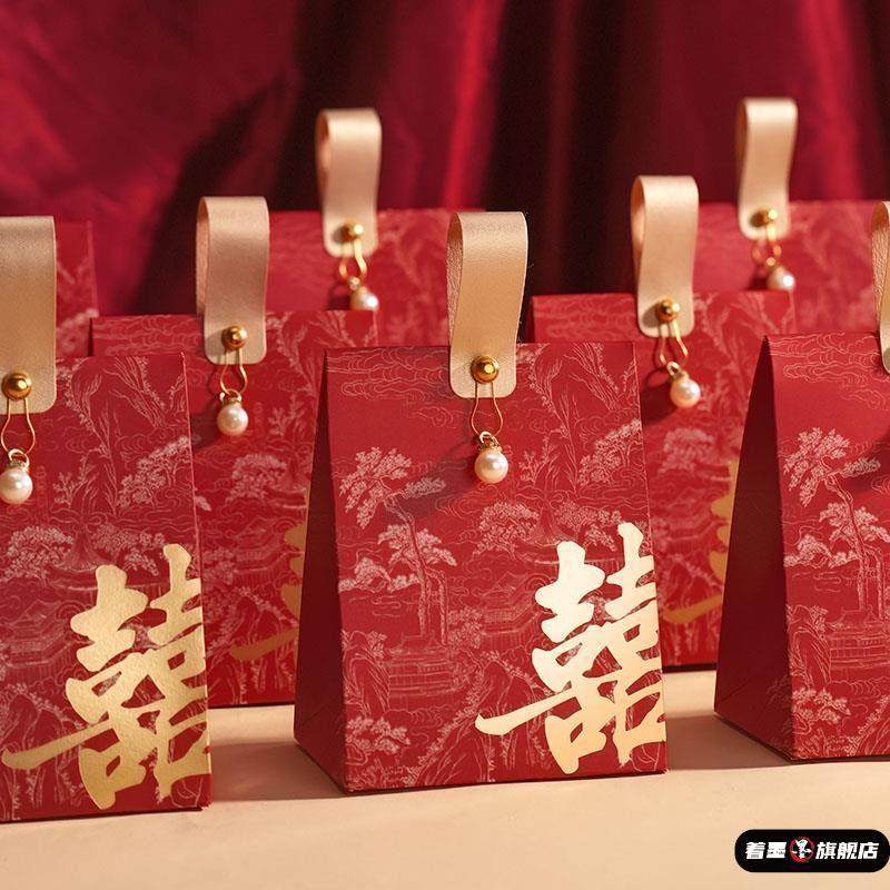 结婚喜糖盒子2025新款中国风手提式精致感订婚伴手礼装糖果礼空盒