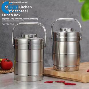 保温桶保温桶学生上学专用不锈钢保温提锅鼓型真空饭桶饭篮大容量