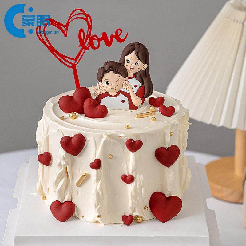 情人节蛋糕插件情人节蛋糕装饰软胶男女朋友人偶摆件压克力LOVE情,节庆用品/礼品,节日装扮用品,淘宝优惠券,粉丝福利购,淘宝优惠卷