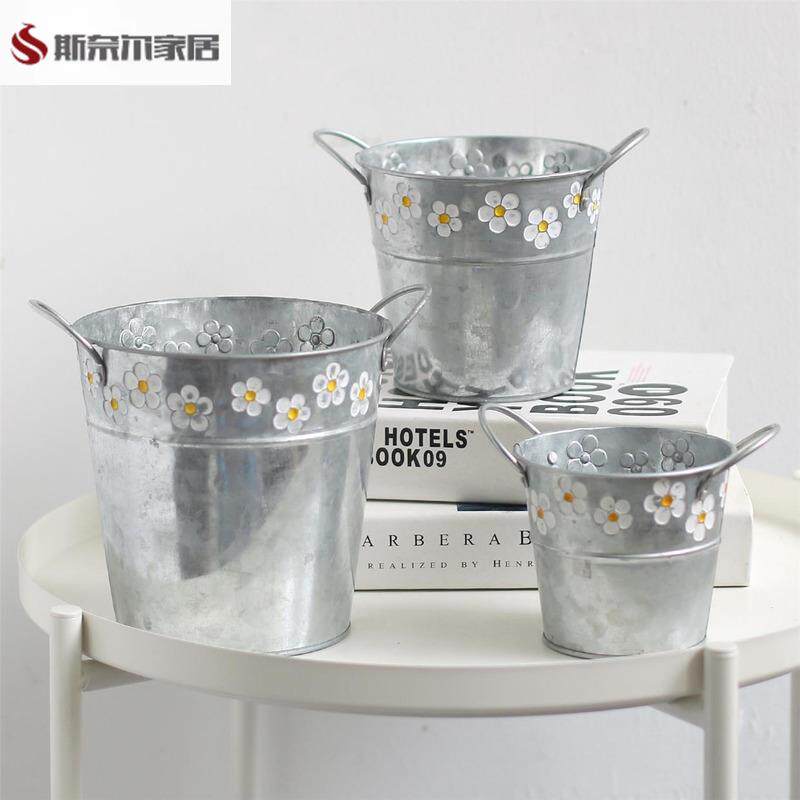 网红泰式老挝冰咖啡桶冰桶奶茶桶小铁桶泰国椰子冰沙饮品铁桶装饰