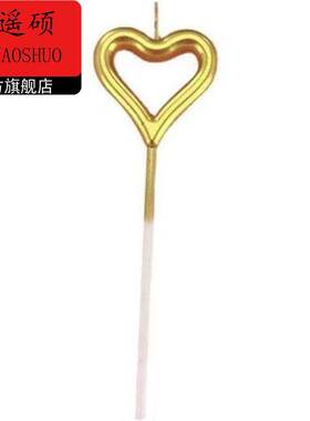 情人节装饰蛋糕金属质感直杆铅笔生日蛋糕装饰蜡烛镀金仙女棒爱心