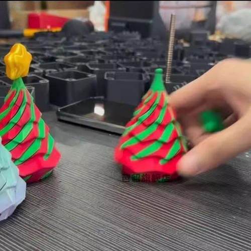 彩虹圣诞树旋旋乐推推乐指尖解压减压神器3D打印螺旋立体益智玩具