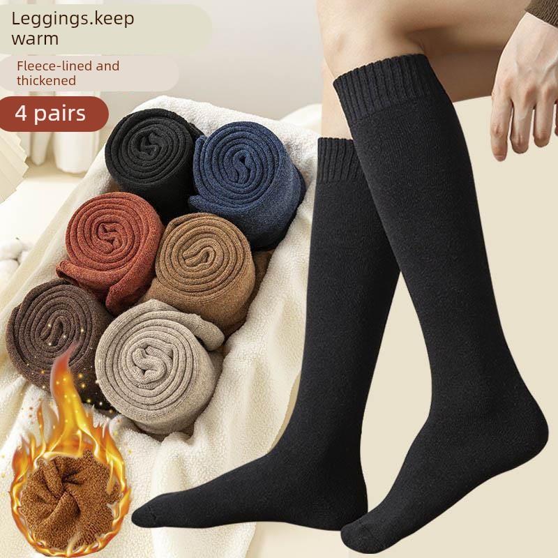 长筒袜子女冬天加保暖小腿袜棉袜高筒长袜秋冬季加绒护腿棉袜