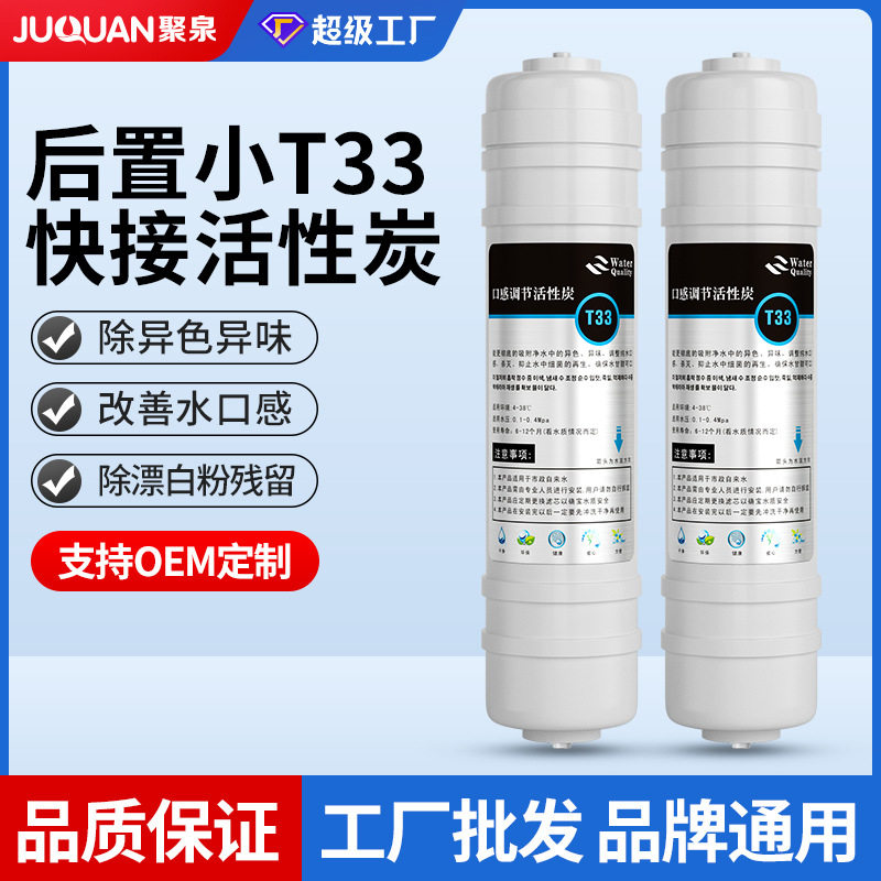 净水器滤芯小T33后置活性炭吸附纯水机超滤椰壳碳2分快接滤芯