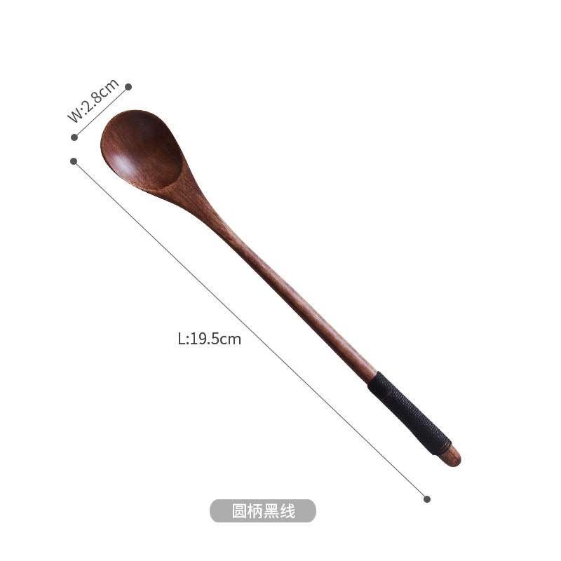 搅拌蜂蜜奶茶调料日式复古原木勺搅拌勺长柄勺楠木勺子木制