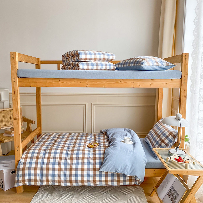 学校床上用品学生宿舍三件套纯棉六件套大学生床单被套六件套