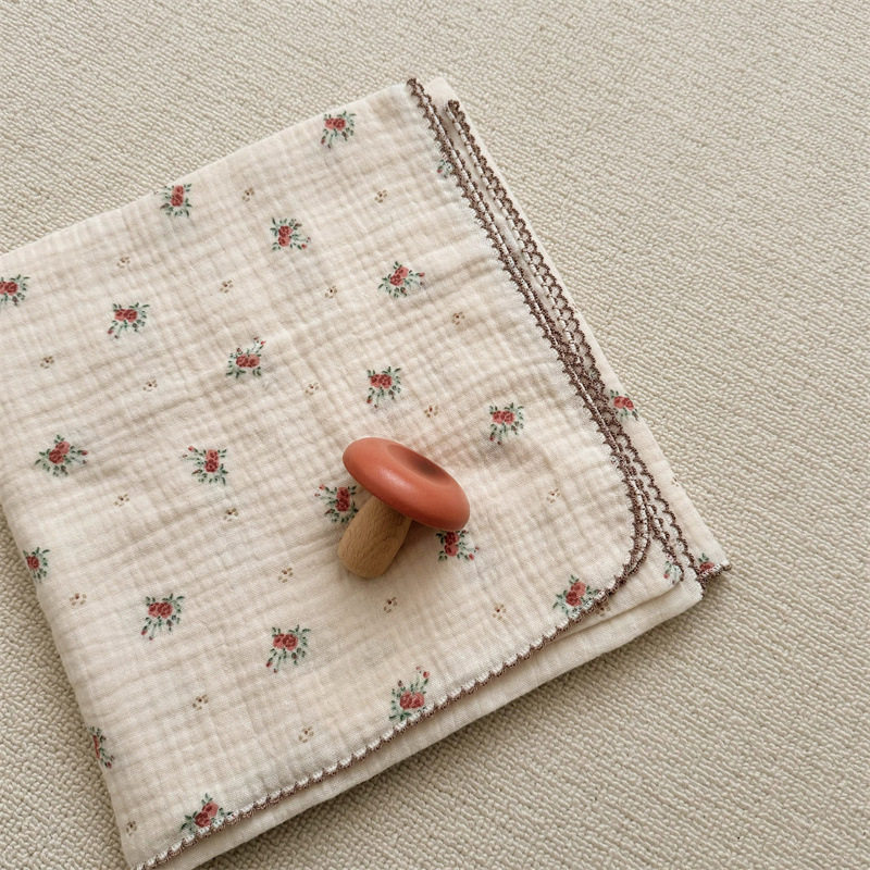 四季款小清新波点毯子纯棉A类纱布盖毯双层纱新生儿包巾毯午睡毯