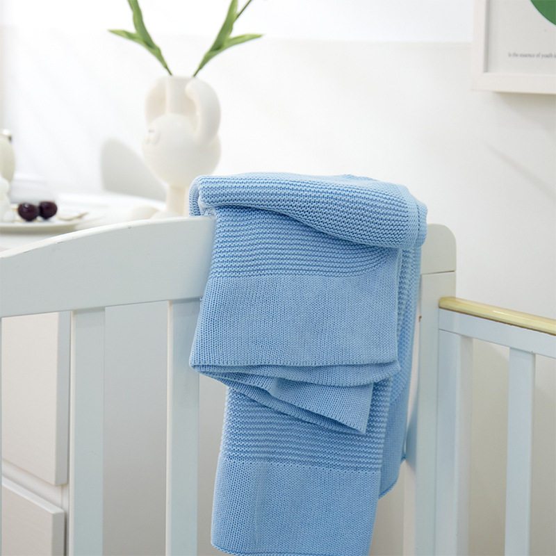 多种颜色纯棉婴儿钩针针织毯柔软宝宝襁褓毯子纯棉有机棉线毯