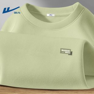 回力德绒打底衫男款冬季双面加绒保暖印花上衣青少年长袖衣服男士