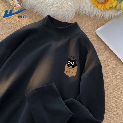 回力德绒黑色半高领打底衫