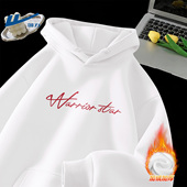 回力卫衣冬款 连帽上衣青少年衣服男 2026新款 男装 加绒保暖套头衫