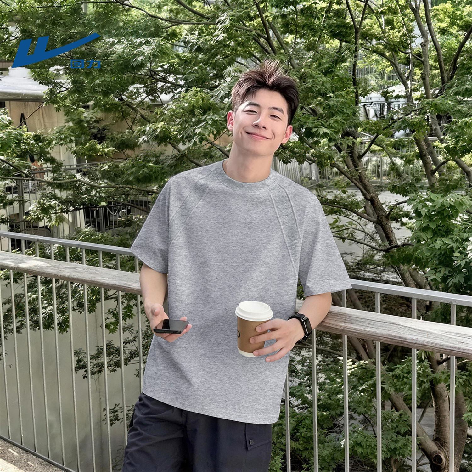 回力美式正肩短袖t恤男夏季