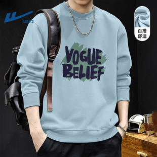 回力男款春季圆领卫衣百搭休闲长袖上衣宽松不加绒青年学生衣服男