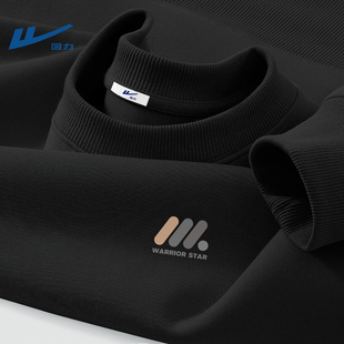 回力男生卫衣春秋款黑色重磅休闲宽松衣服男款青少年春装圆领上衣