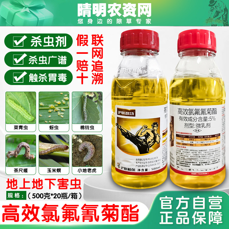 沪联劲功5%高效氯氟氰菊酯 蔬菜小白菜甘蓝菜青虫专用农药杀虫剂图片