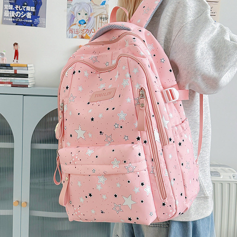日系in新款高颜值清新甜美文艺星星背包女双肩旅游轻便初高中生轻