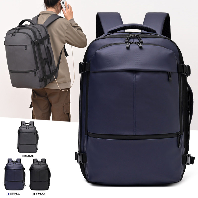 男士大容量出差扩容通勤双肩包商务书包电脑包背包女双肩旅游轻便