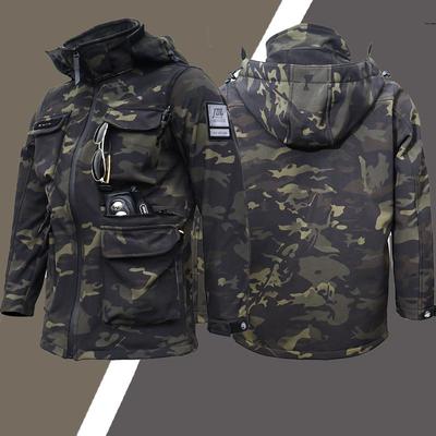 秋冬加绒加厚冲锋衣套装男款