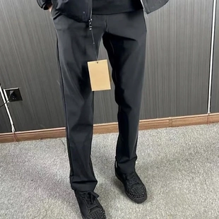 卓朗驰商务男装净版牛奶丝直筒堆积西裤中腰直筒型宽松版西装裤男