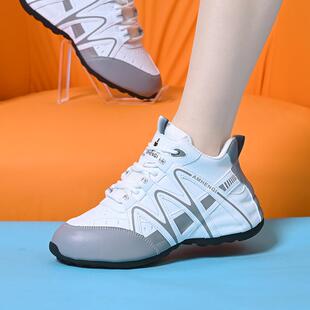 春秋季新款女鞋皮面透气网红老爹鞋运动休闲鞋时尚百搭软底皮蓬鞋