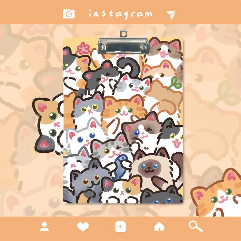 橘猫猫咪透明压克力学生A4资料试卷夹板画画写字大号垫板办公文具