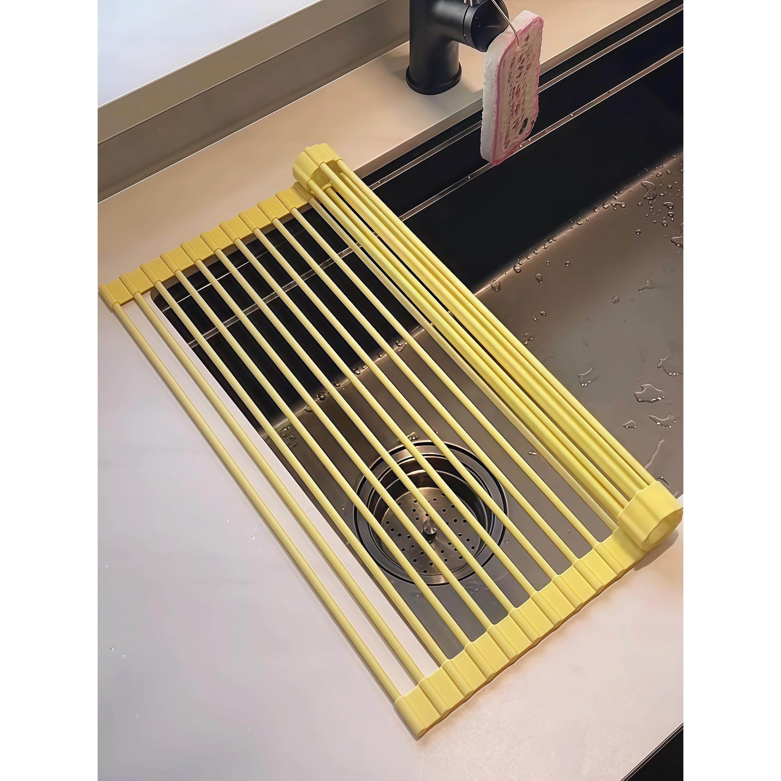 奶油黄厨房沥水架碗碟筷子水槽边碗架硅胶置物架多功能收纳整理架,厨房/烹饪用具,水槽置物架,淘宝优惠券,粉丝福利购,淘宝优惠卷