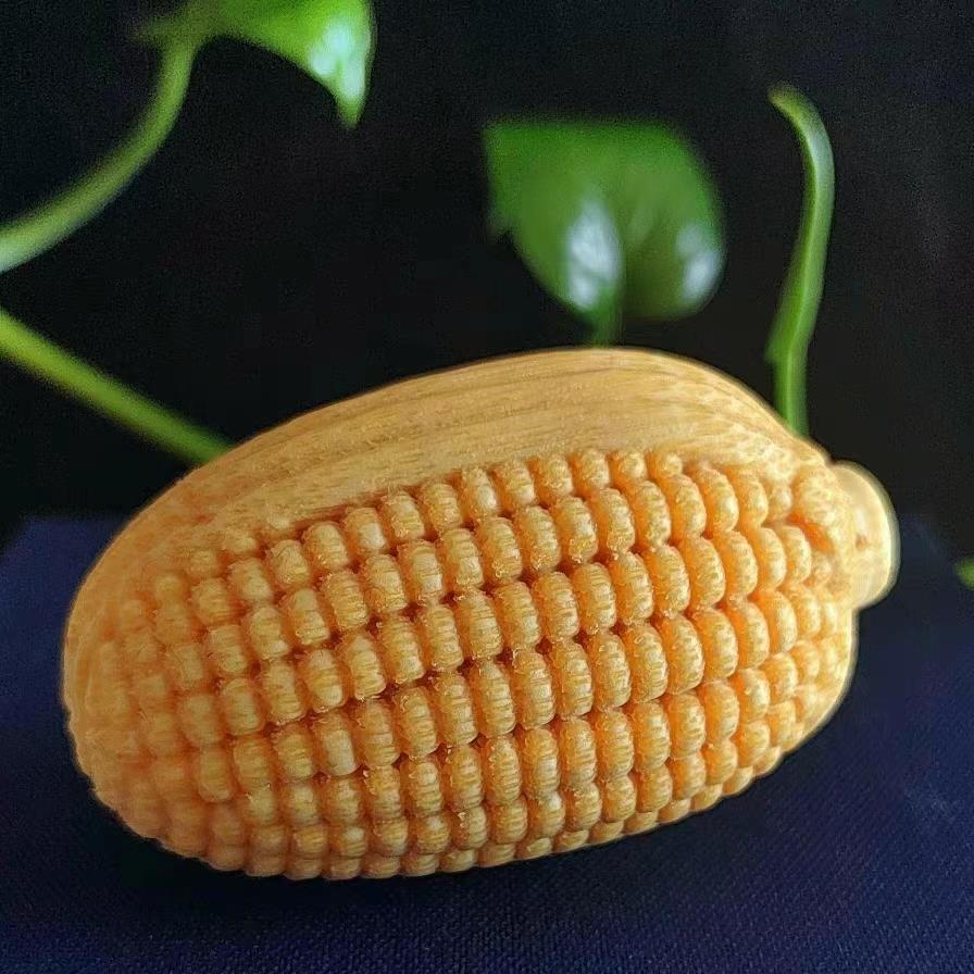 实心竹文玩玉米金玉满堂盘玩摆件可爱手把件金丝竹年轻男女礼物雕