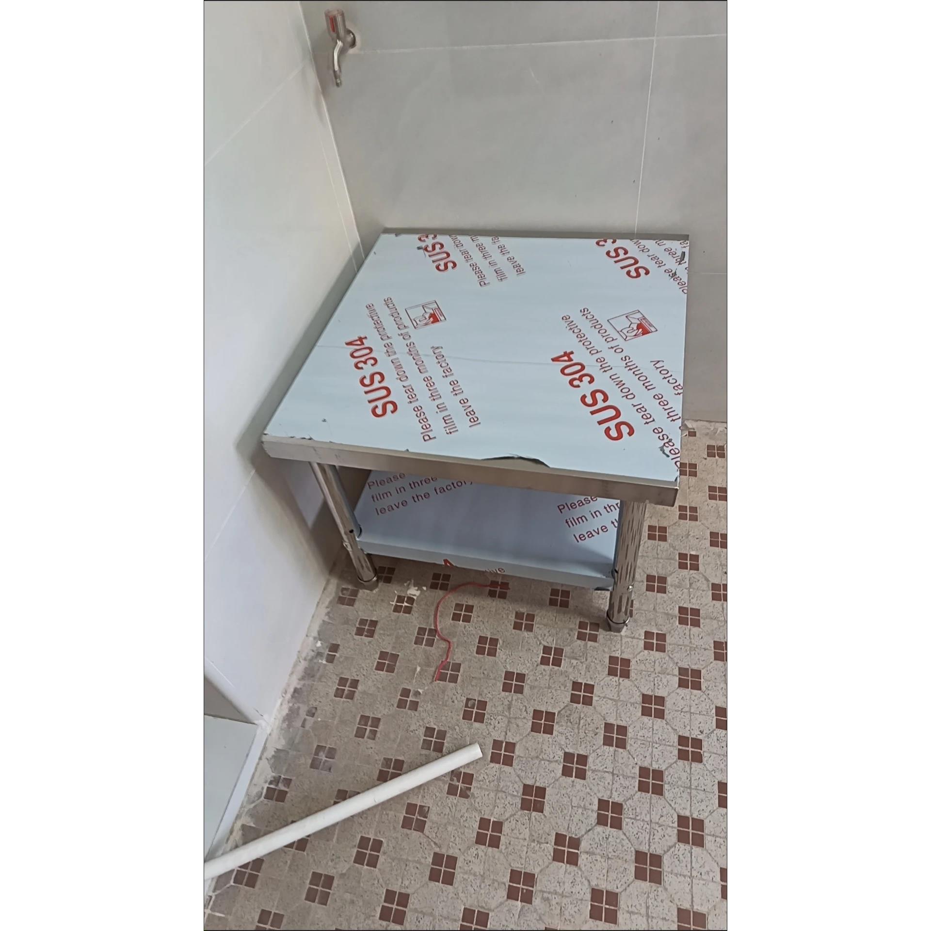 特厚不锈钢架子操作台定制置物架两层厨房白钢工作台切菜剁肉桌子